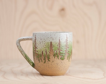 Green Pine Tree Ceramic Mug