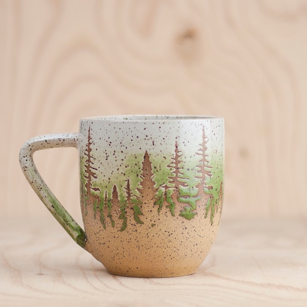 Green Pine Tree Ceramic Mug