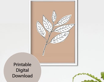 feuilles murale imprimable Art, botanique, téléchargement numérique, affiche d’art de feuille botanique