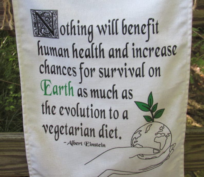 VEGETARIAN DIET Albert Einstein Quote Cotton Banner Flag | Etsy