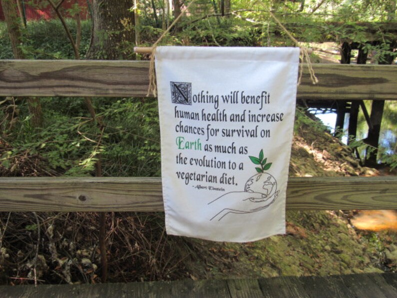VEGETARIAN DIET Albert Einstein Quote Cotton Banner Flag | Etsy