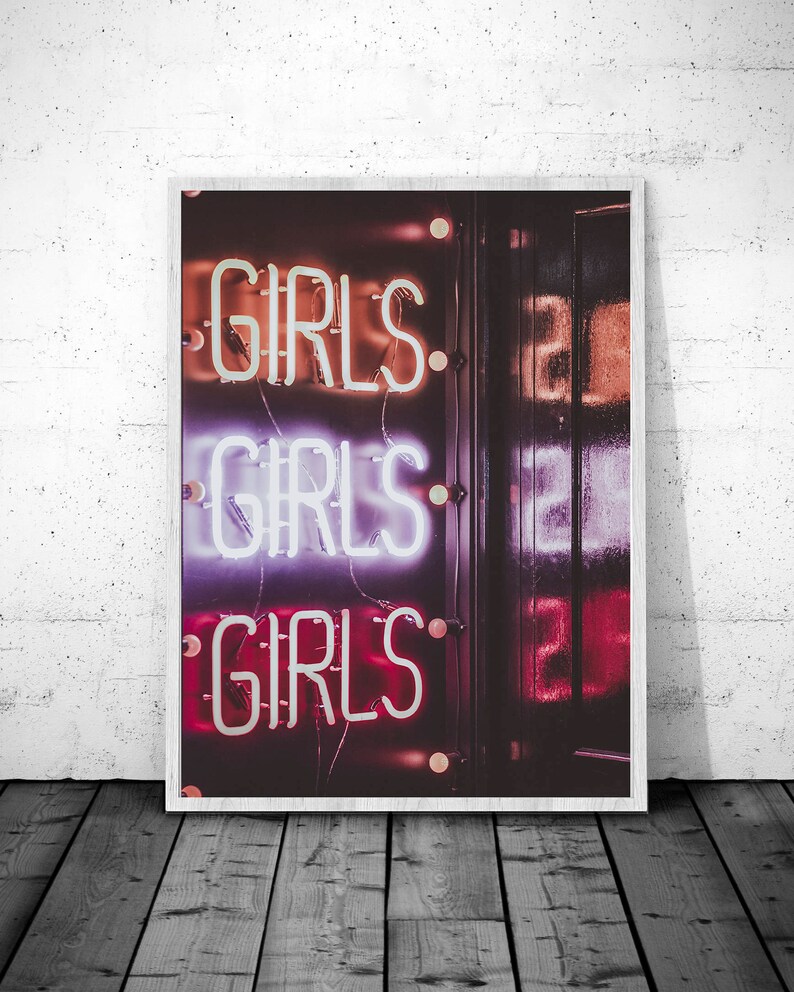 Girls Print Neon Sign Printable Neon Sign Poster Printable Etsy
