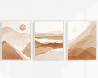 Boho Watercolor Landscape Art Print Set (Digital Download)