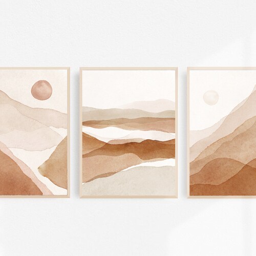 Boho Art Set of 3 Prints Boho Wall Art Abstract Gallery Wall Etsy
