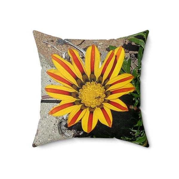 Sand Succulent, Macro Yellow Flower, Square Indoor Pillow and Cover, Floral BoHo Style, Room Decor, Fun Flower Power, Beach Vibes, Home Gift