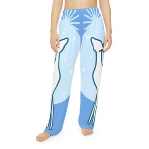 Winter Reindeer Pajama Pants: Women&#39;s Blue Lounge Pants