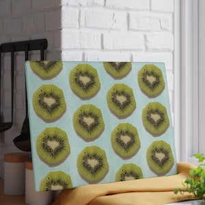 Kiwi Heart Glass Cutting Board, PhotoShatts Original Fruit Inspired Kitchen Decor, Housewarming Gift, Unique Home Accessory, OOAK Chopping