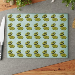 Fruitful Kitchen Decor: Avocado Art Glass Cutting Board - Custom Sizes, Perfect Gift Idea,   Home Kitchen Decor, two sizes, Gift OOAK