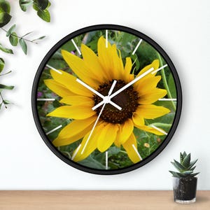 Sunflower Wall Clock, Sunny Yellow Floral Home Decor, Flower Lover Statement Timepiece, Room Accent Gift, Housewarming Gift, Holiday Gifts,