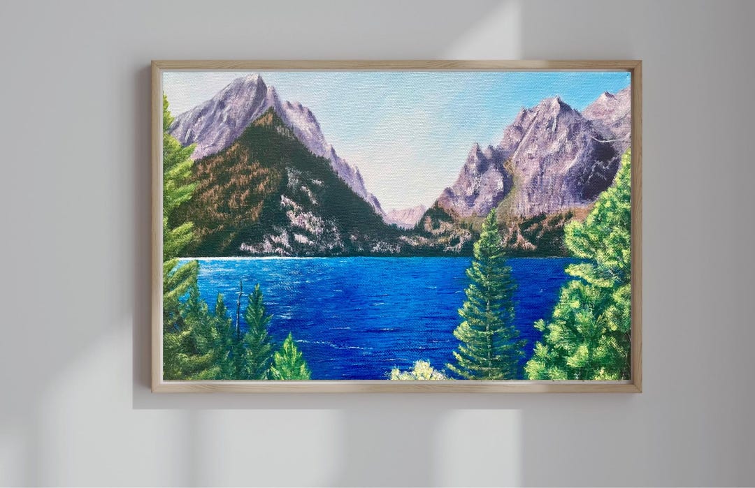 Wall Art Painting Mountain Lake Painting Landscape Art Print Entry Wall ...