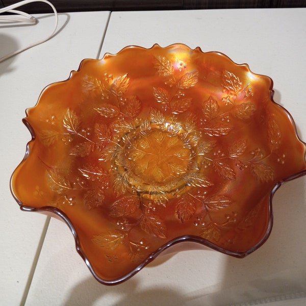 Beautiful Carnival Orange Floral Decorative Bowl!!