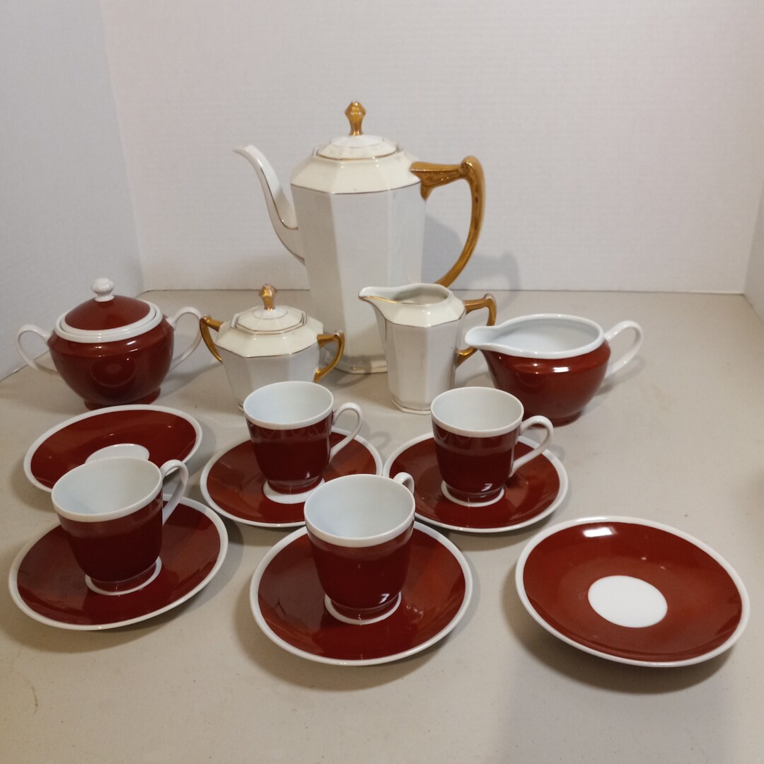 Czechoslovakia White and Red Tea Sets All for One Money Etsy