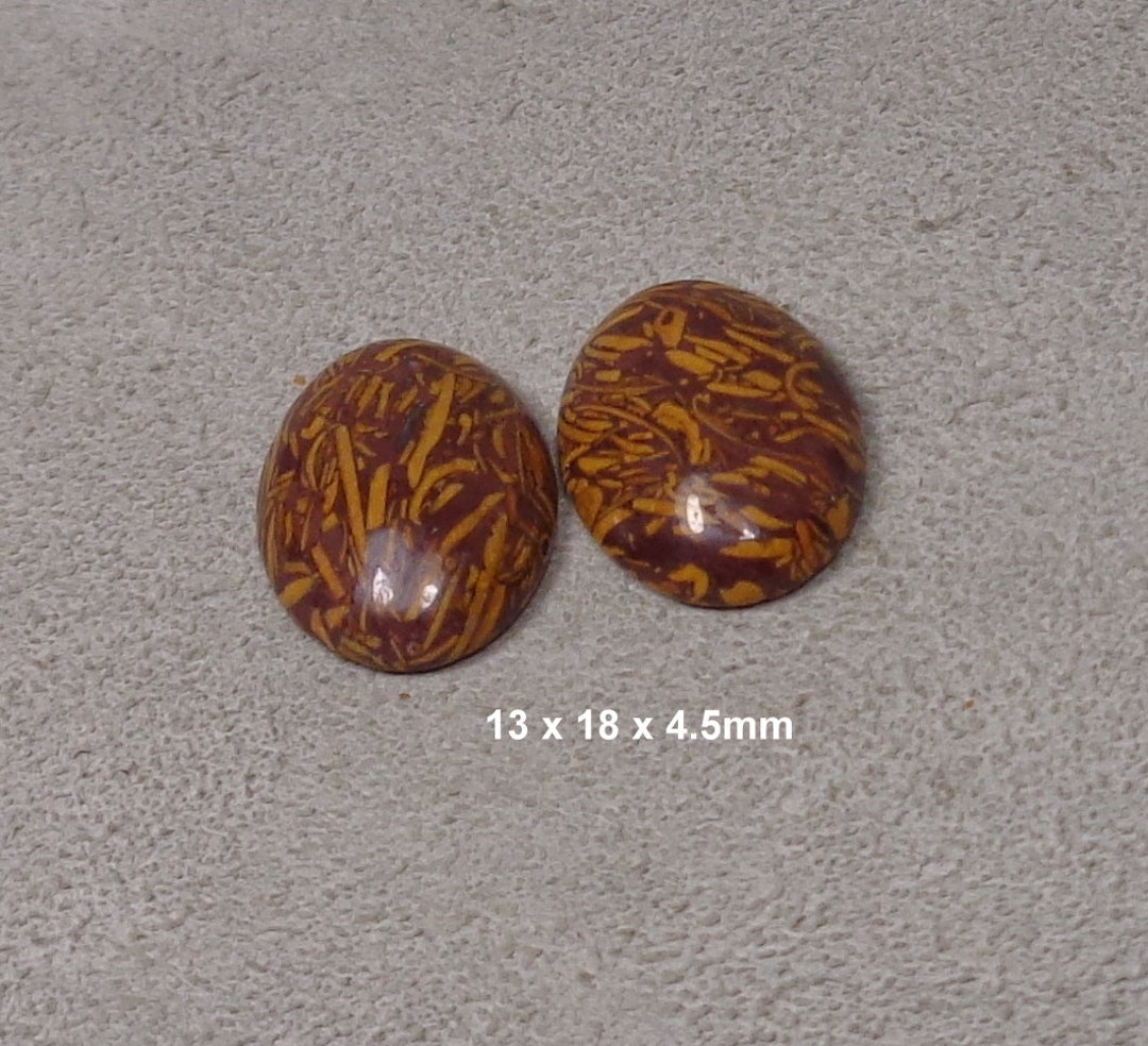 INDIA SCRIPT STONE Coquina Jasper Cabochon Pair Etsy