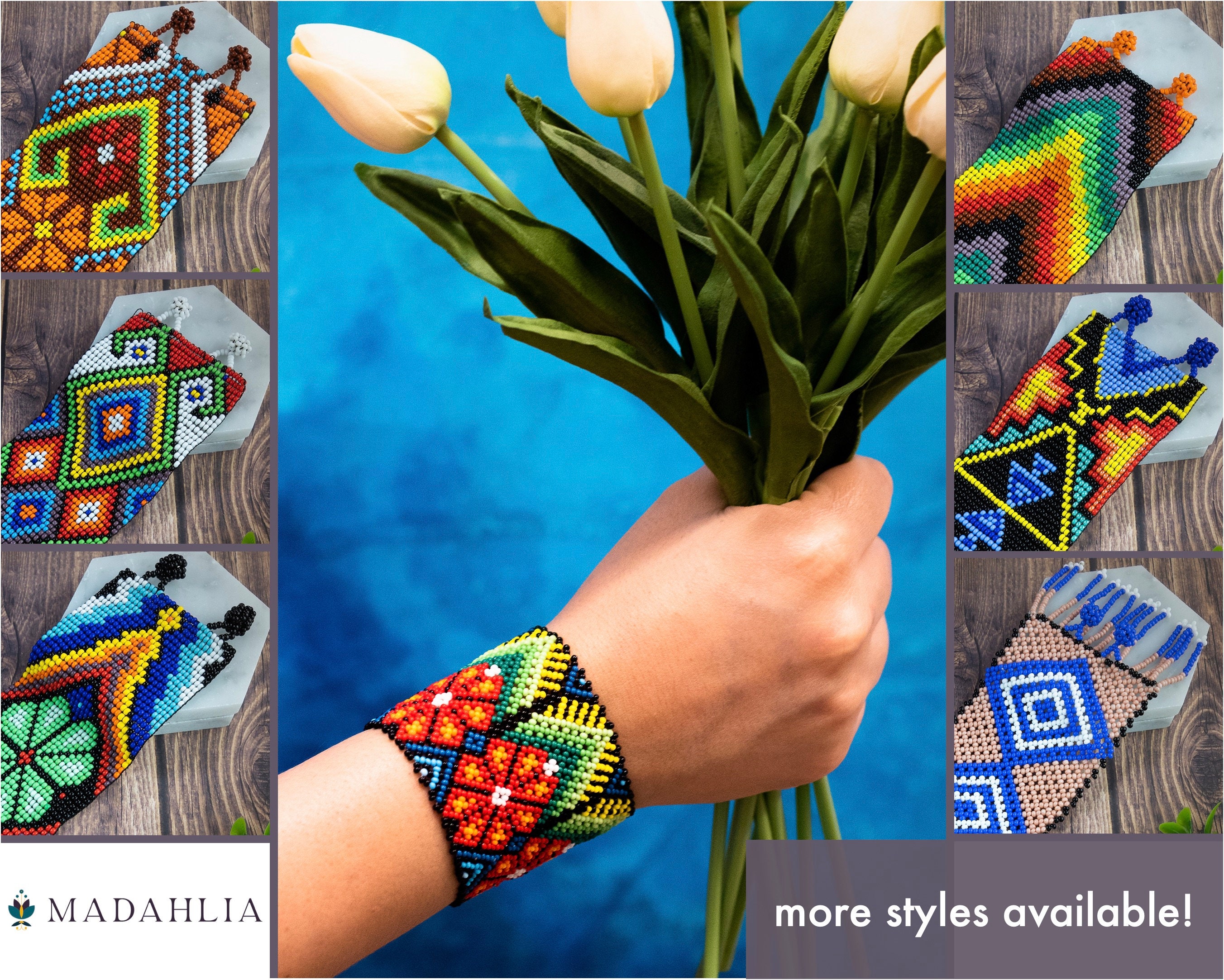 Geometric Huichol Bracelet Inches Wide Native American