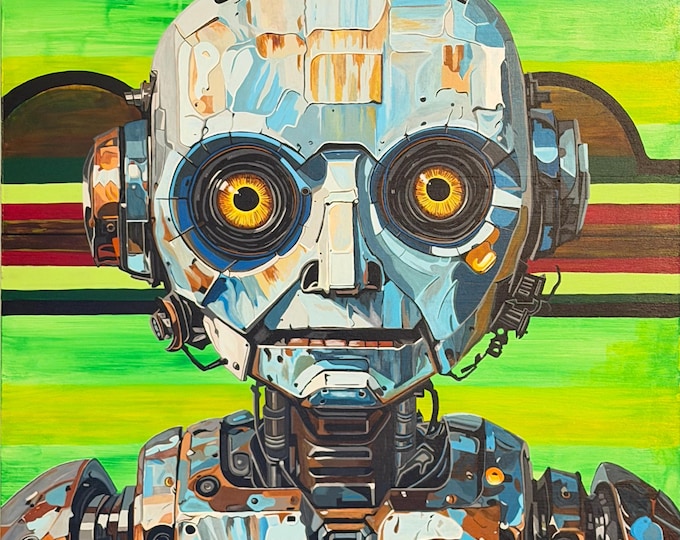 Robot Painting:  "Baltar", Acrylic on Cradled Wood, 30 x 30 inches