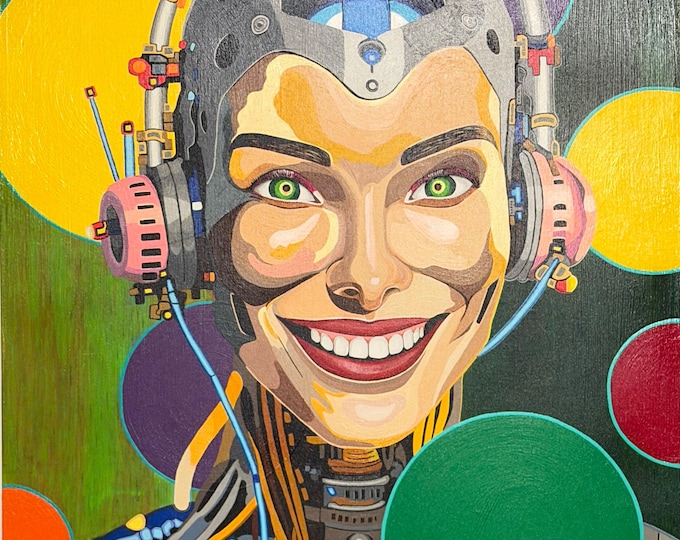 Robot Painting:  "June", Acrylic on Cradled Wood, 24 x 30 inches