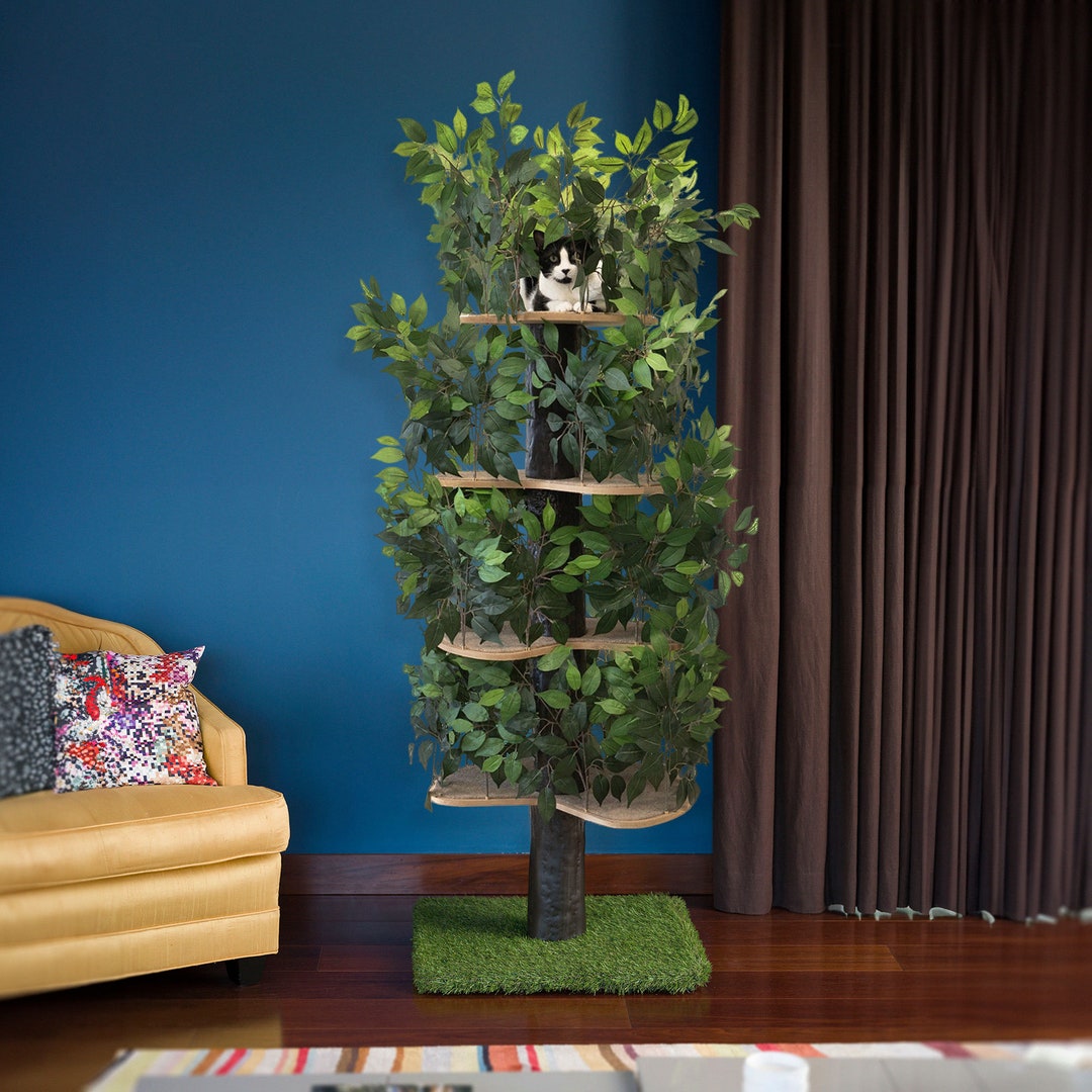 On2 Pets Cat Tree With Leaves Made in USA, XL Cat House & Cat Activity