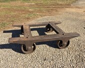 Antique Industrial Fairbanks No. 1 Railroad Factory Dolly Cast Iron Wheels Blacksmith Anvil Cart Steampunk