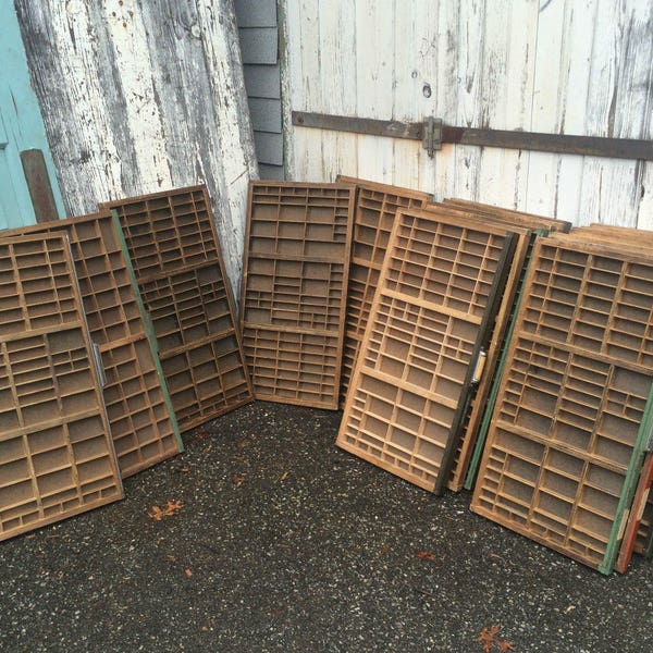 Antique vintage PRINTERS cabinet type set letterpress wood wooden printing TRAY DRAWER shadow box display