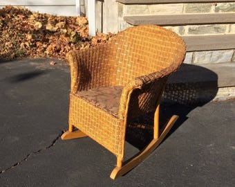 Antique sewing nursing rocker low armless wooden Victorian