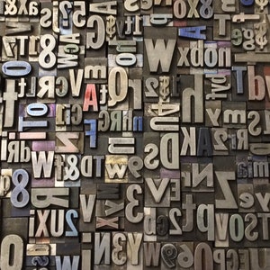 Lot of 100 Large Antique VINTAGE Metal LETTERPRESS Print Type Block ALPHABET Letters & Numbers