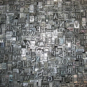 Lot of 200 Antique VINTAGE Metal LETTERPRESS Print Type Blocks ALPHABET Letters & Numbers