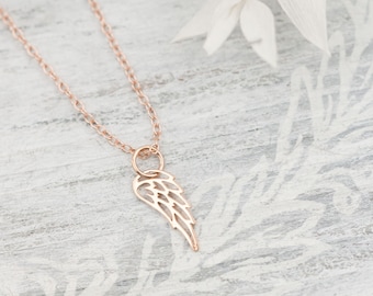 Rose Gold Angel Wing Charm Necklace • Memorial Wing Charm Necklace • Rose Gold  Wing  • Infant Loss •  Miscarriage Necklace • Child Loss