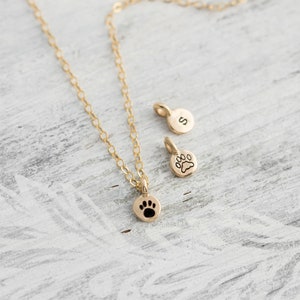 14k Solid Gold Paw Print, Pet Memorial Necklace, Cat Memorial Necklace, Dog Lover Necklace, Cat Paw, Dog Paw Jewelry, Tiny Paw Print