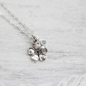 桜のネックレス • スターリングシルバーの桜の花のネックレス • 花のチャームネックレス • 中国の桜 • 春の雰囲気
