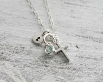 Dainty Sterling Silver Cross Necklace: Baptism Confirmation Gift