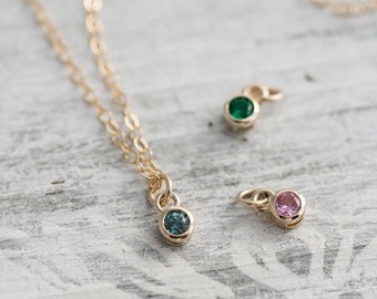 14k Gold Birthstone Necklace, Birthday Gift for Daughter, Elegant Women's Jewelry