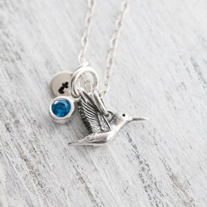 Sterling Silver Hummingbird Necklace  • Sterling Silver Bird Necklace • Hummingbird Jewelry • Small Bird Charm • Tiny Hummingbird Gift