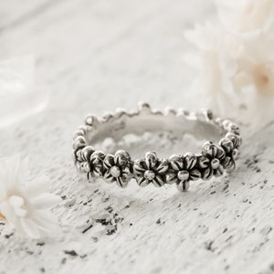 Daisy Ring I Pick You Engraved Flower Ring Silver Daisy Ring Sterling Silver Rings for Women Daisy Chain Ring Band Silver Stacking Ring Etsy