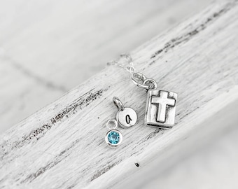 Sterling Silver Bible Necklace: Christian Baptism Gift