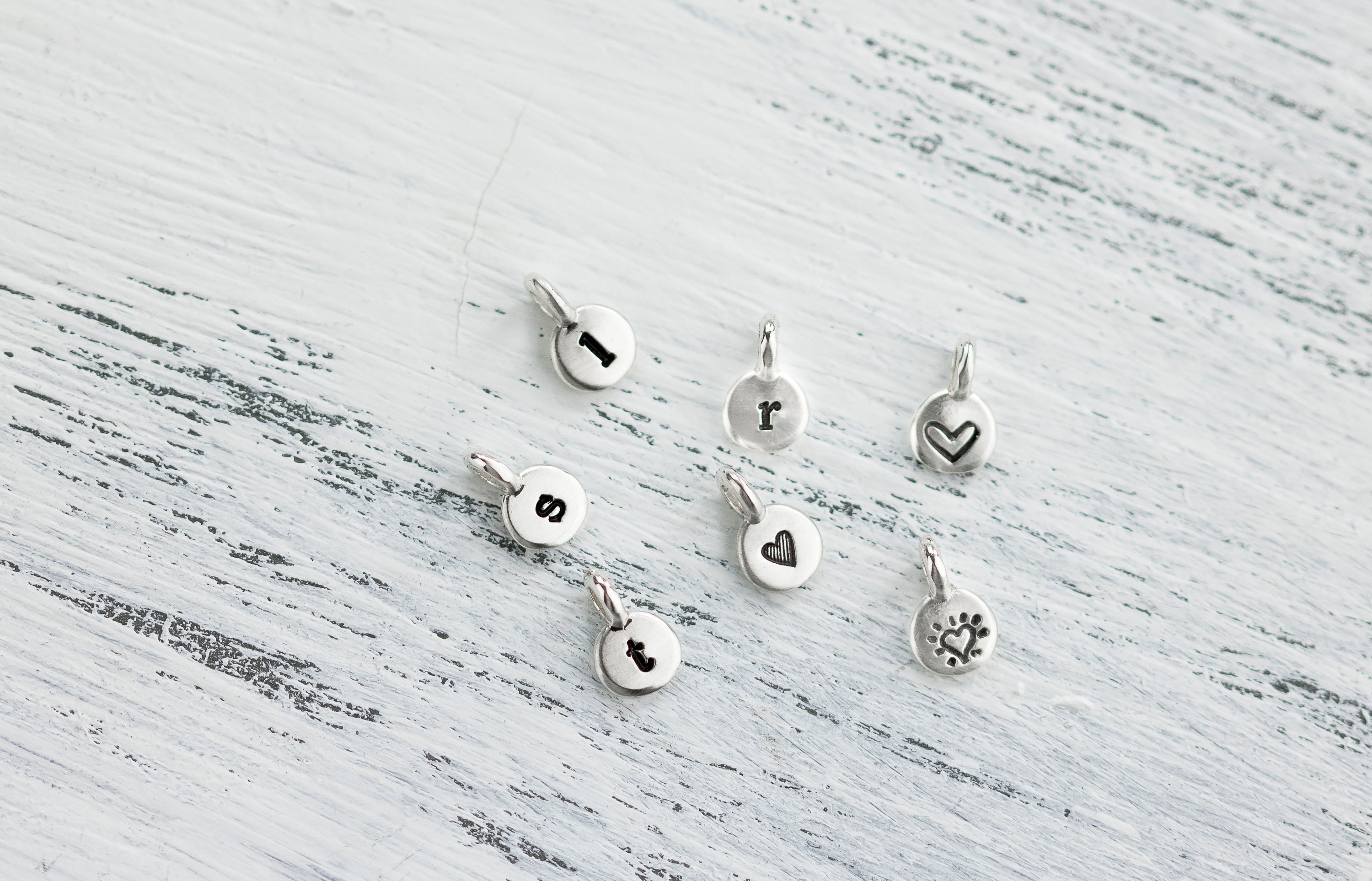 Sterling Silver Initial Charm Tiny Initial Charm Small Etsy