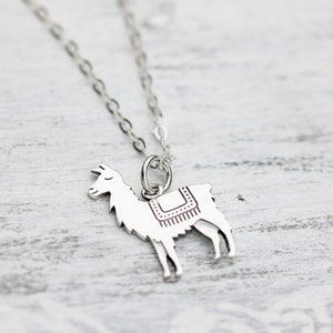 Llama Necklace, Personalized Sterling Silver llama, Alpaca Jewelry, No Drama Lama Mama, Fornite Power Lama, Gift for Llama Lover, Initial image 3