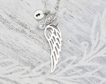 Sterling Silver Angel Wing Necklace: Memorial Gift