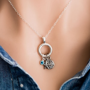 Sterling Silver Hinged Charm Holder Pendant, 13.5mm, Mix and Match Multiple Charms