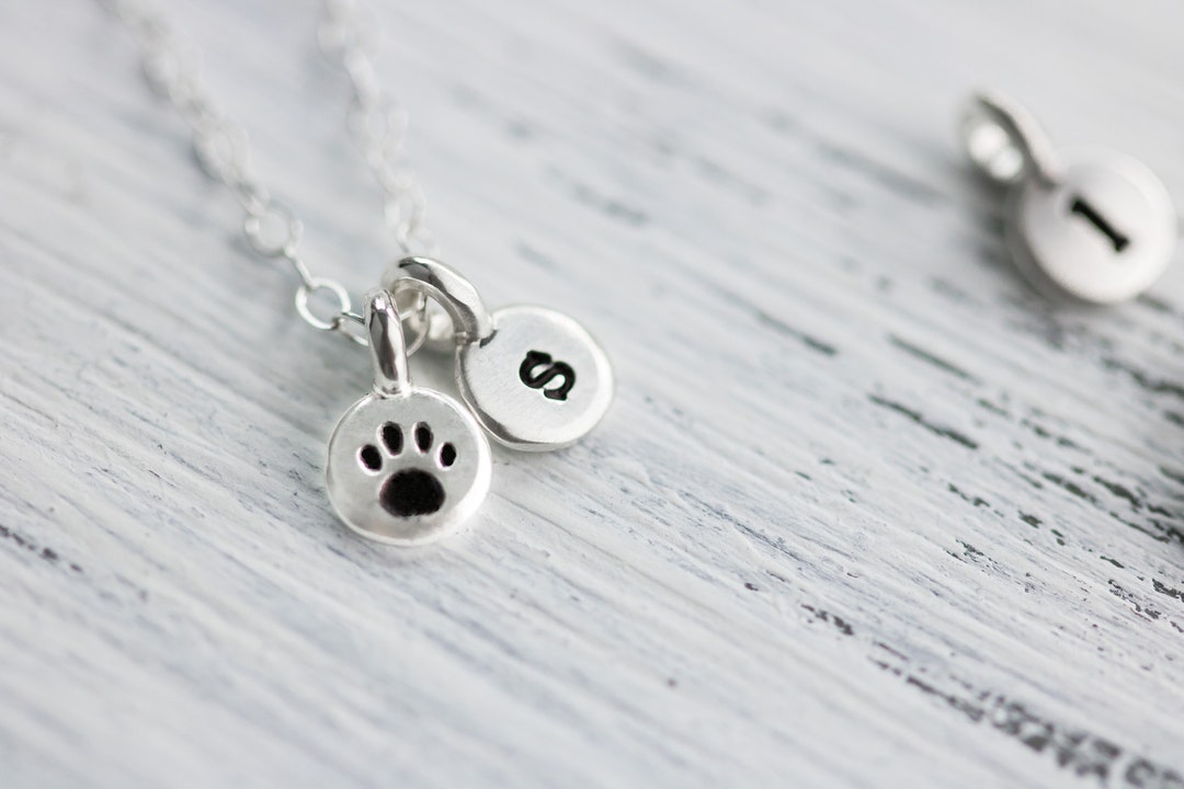 Sterling Silver Paw Print Necklace: Pet Memorial Jewelry - Etsy