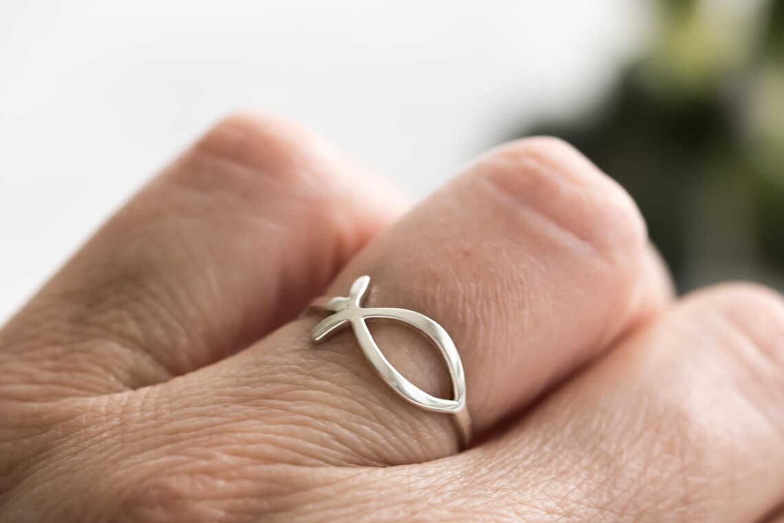 Christian Fish Ring Ishthys Ring Ichthus Ring Sterling Etsy