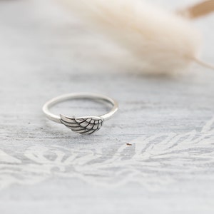 Sterling Silver Angel Wing Ring • Birthstone Ring • Memorial Gift • Child Loss • Guardian Angel • Personalized Ring •Memorial Ring For Women
