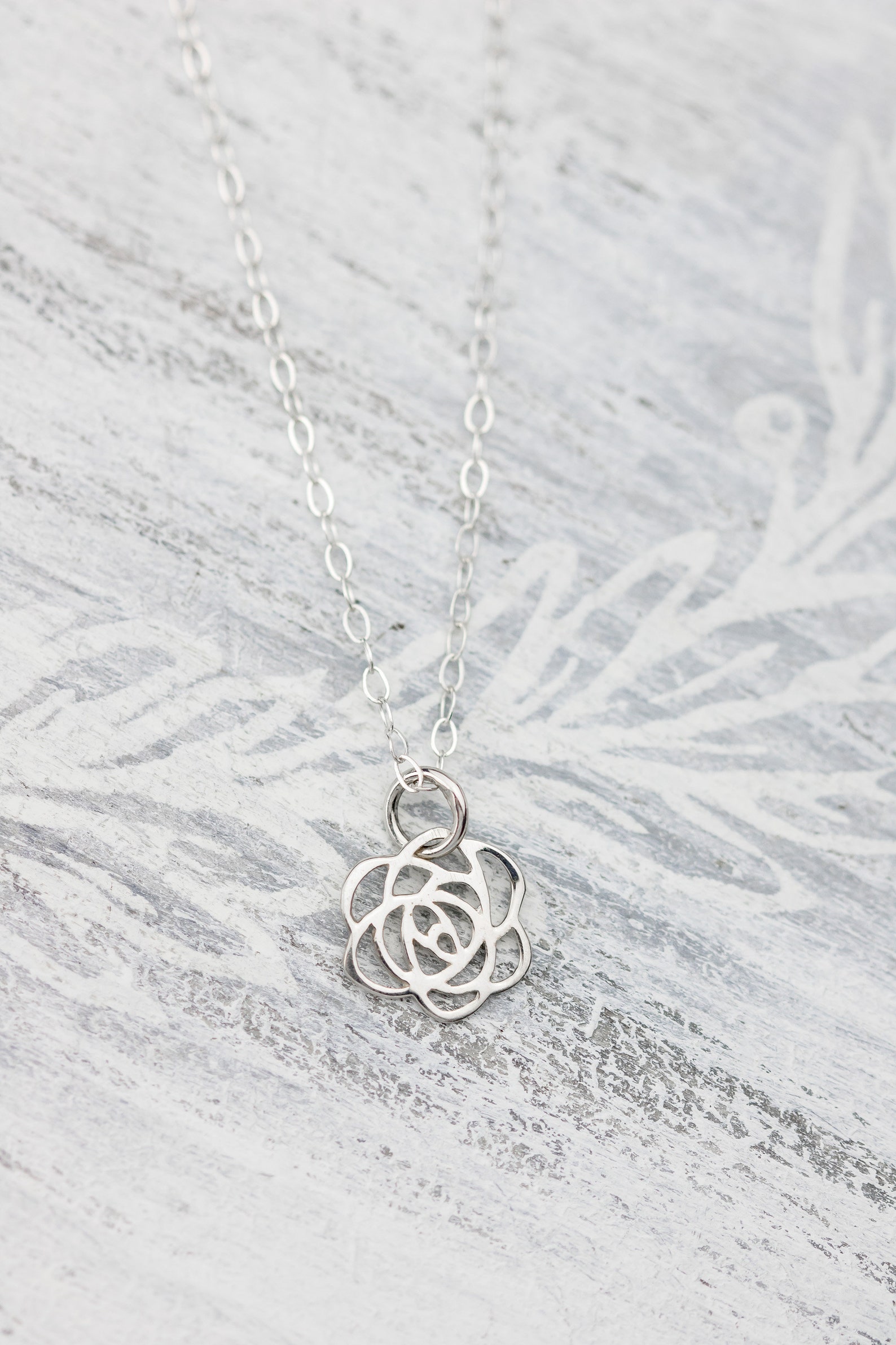 Sterling Silver Rose Charm Necklace tiny Sterling Silver Rose Etsy