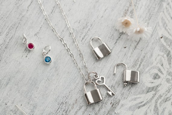 Sterling Silver Padlock Necklace Tiny Lock Charm Dainty Lock