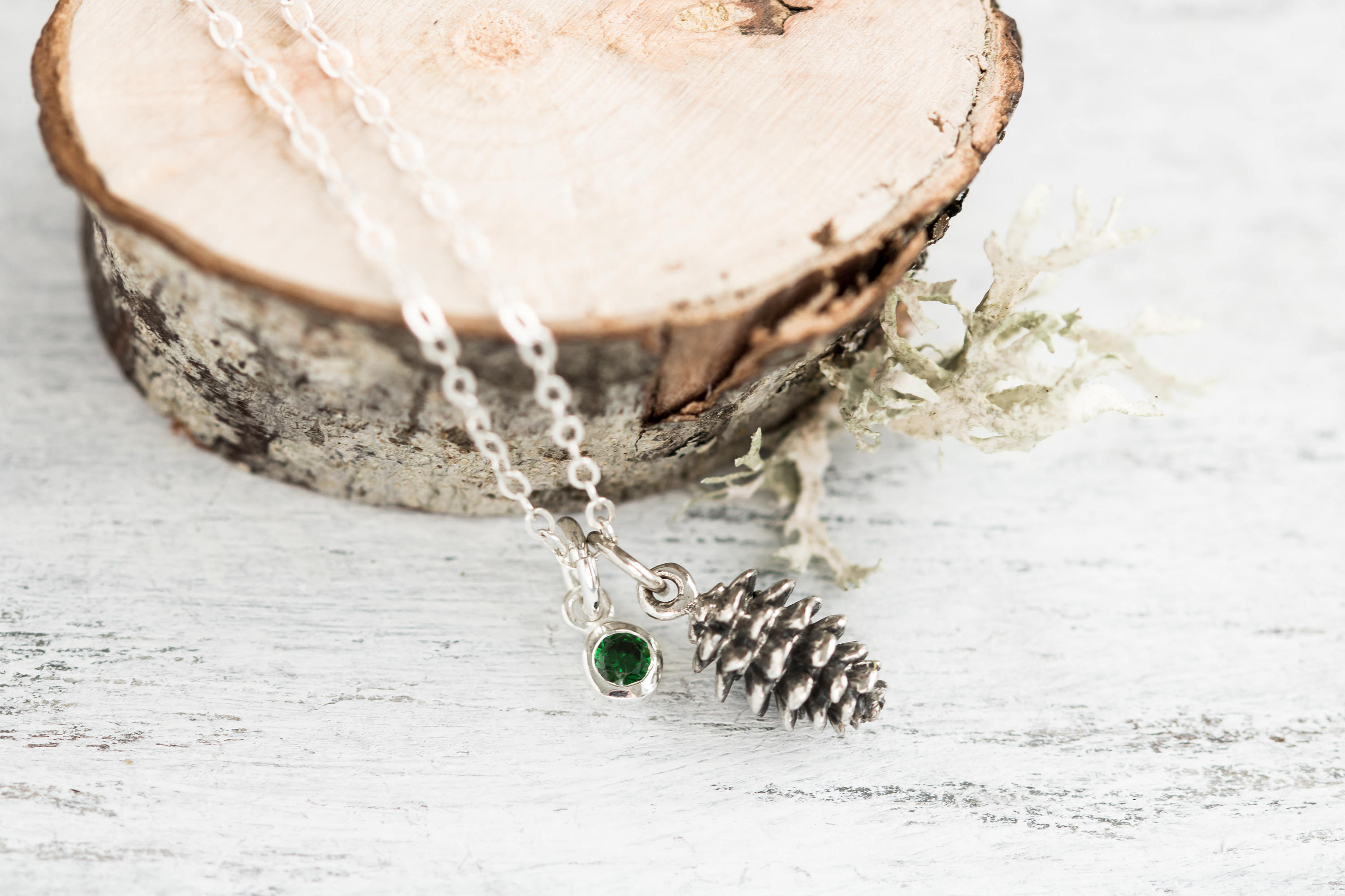 handmade necklace contemporary necklace natural form necklace modern necklace silver necklace Sterling Silver Pine Cone Necklace