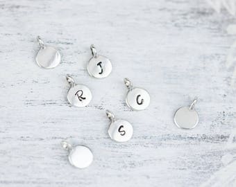 Sterling Silver Initial Charm, Small Initial Charm Necklace, Tiny Sterling Silver Initial Pendant,Silver Alphabet Charm, Silver Letter Charm