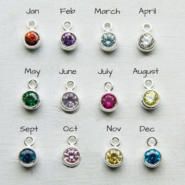 Sterling Silver Birthstone Charm, Cubic Zirconia, Birthstone Jewelry, Personalized Jewelry, Charm Jewelry, Charm Necklace, Charm Add On