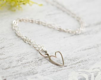 Sterling Silver Heart Necklace, Tiny Heart Necklace, Dainty Heart, Small Heart Pendant, Heart Charm Necklace, Layering Necklace, Minimalist