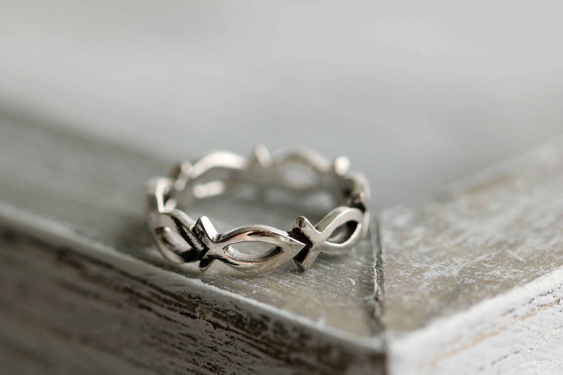 Christian Fish Ring Ishthys Ring Icthus Ring Sterling Etsy