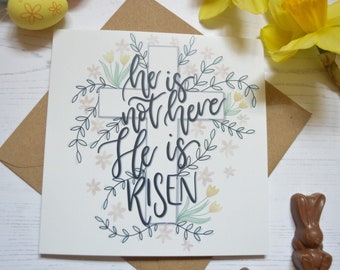 Christian He is Risen Floral Easter Card