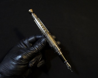 Steampunk Pluma Estilográfica Hoja / Pluma Estilográfica Regalo cumpleaños lujo / Pluma estilográfica / Tinta / Regalo hecho mano Oficina